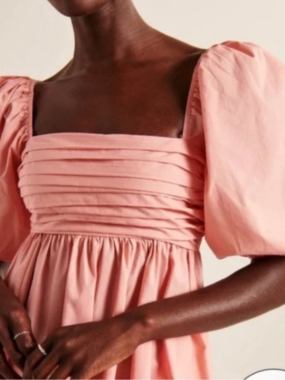 Abercrombie Pink Puff Sleeve Mini Dress Cottagecore Smocked Babydoll Size S - Picture 2 of 8